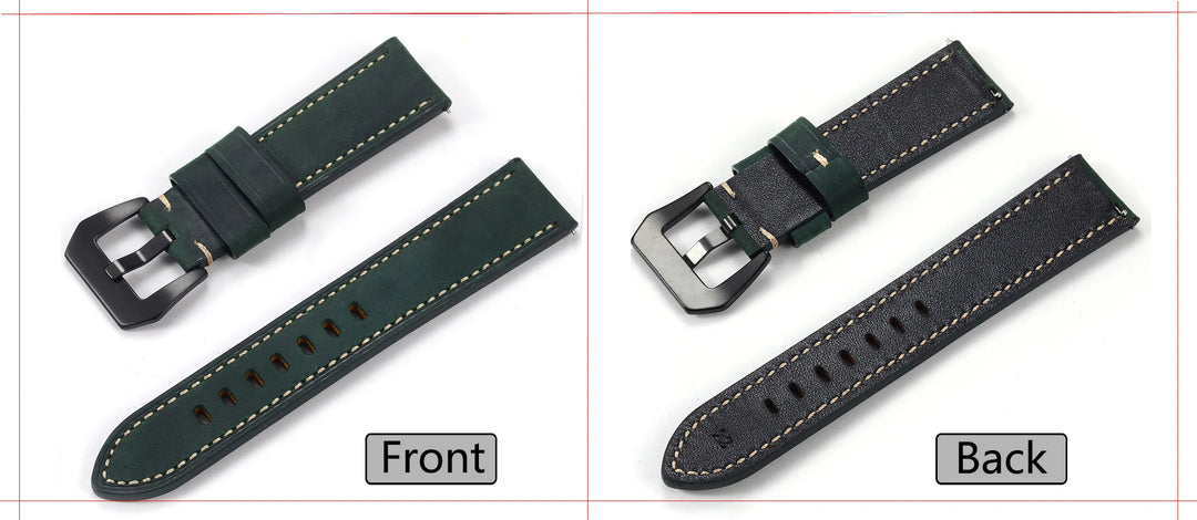 Genuine Leather Quick Release Watch Band 20–22mm for Huawei & Samsung Galaxy 45/46mm