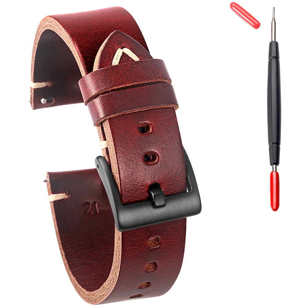 Hemsut Genuine Leather Watch Bands For Men Women Horween Chromexcel Leather Quick Release Handmade Watch Strap 18 19 20 21 22