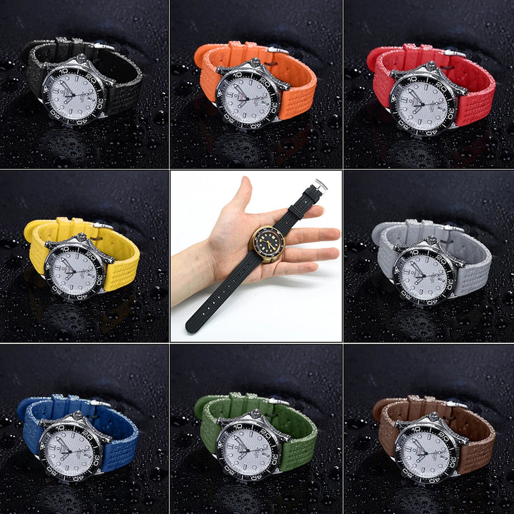 NATOBELT Quality Waffle FKM Rubber Strap 20mm 22mm Sport Quick Release Rubber Watchbands For Men's Diving Watch
