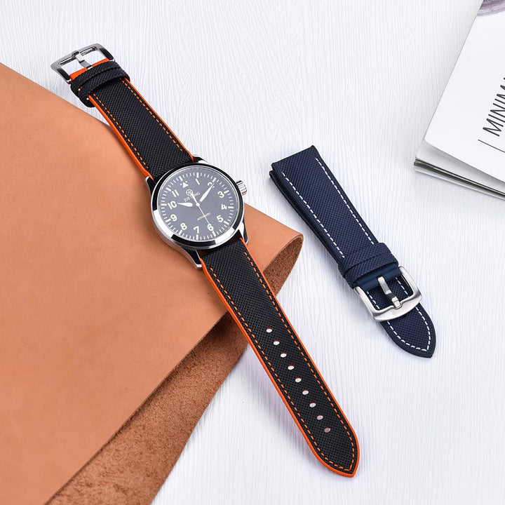 Premium Grade Hybrid FKM Nylon Watch Strap 18mm 20mm 22mm 24mm Fluoro Rubber Watchbands For Each Brand Diving Watches