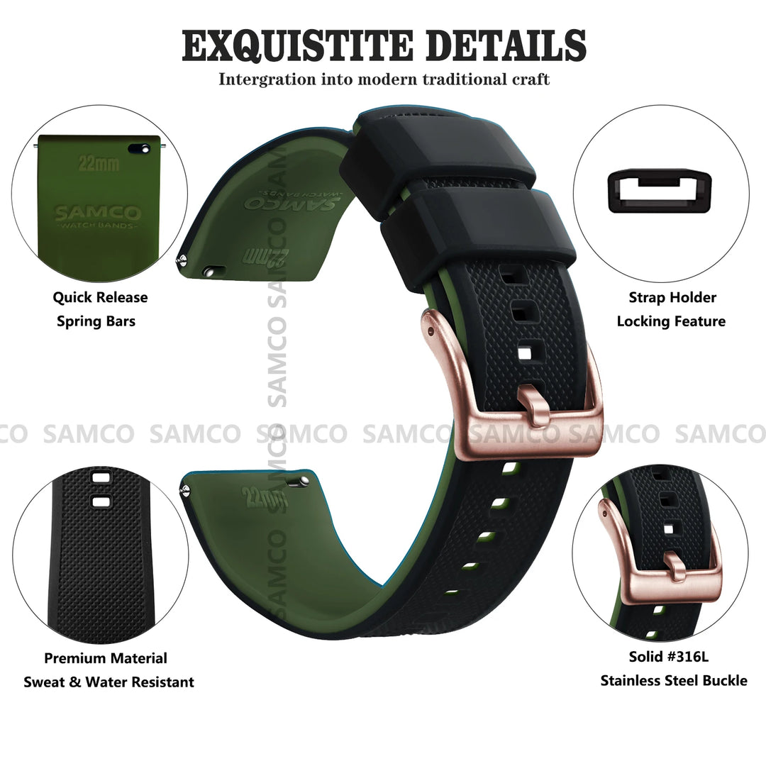 Silicone Quick-Release Watch Band 18–22mm