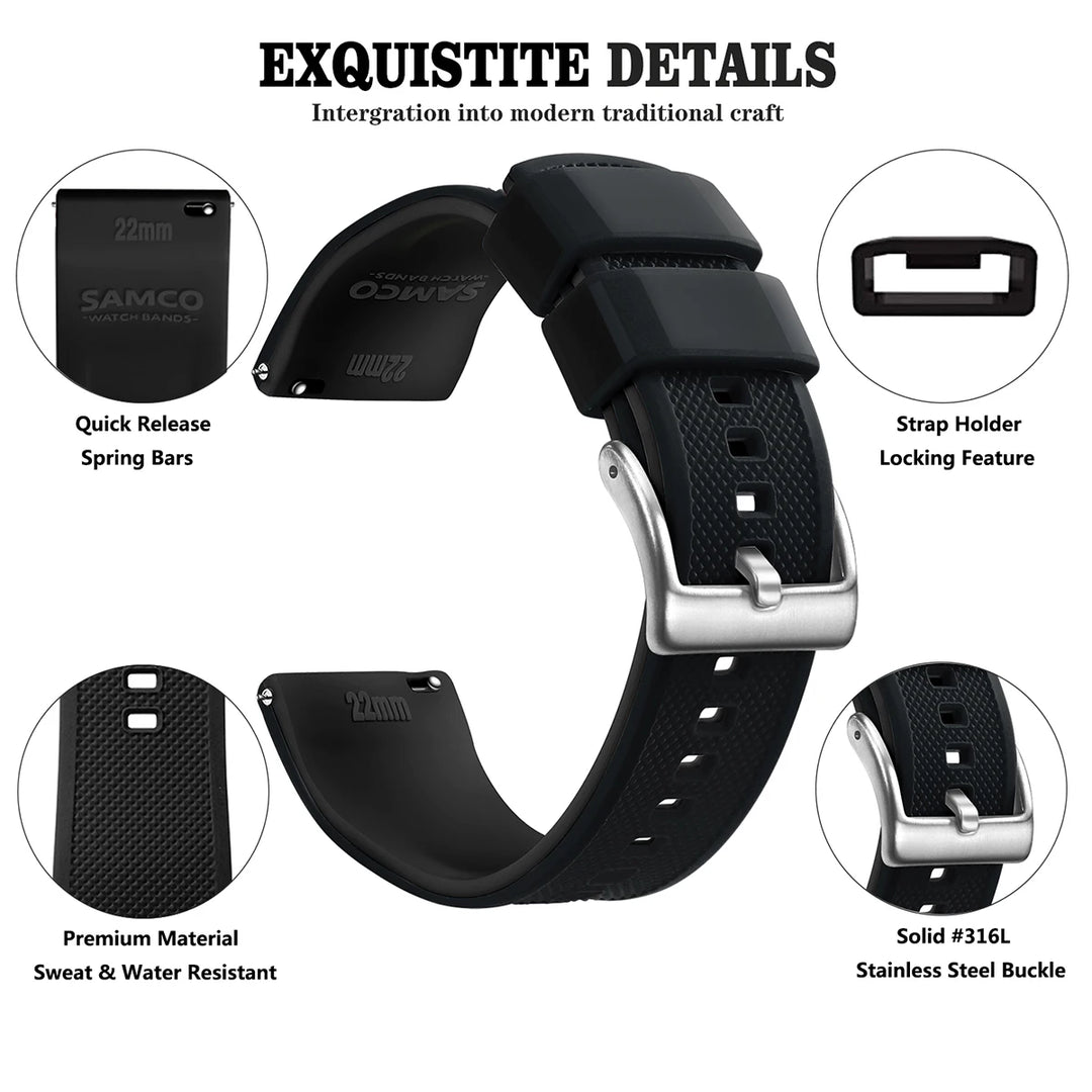 Premium Silicone Quick-Release Watch Band 18/20/22mm