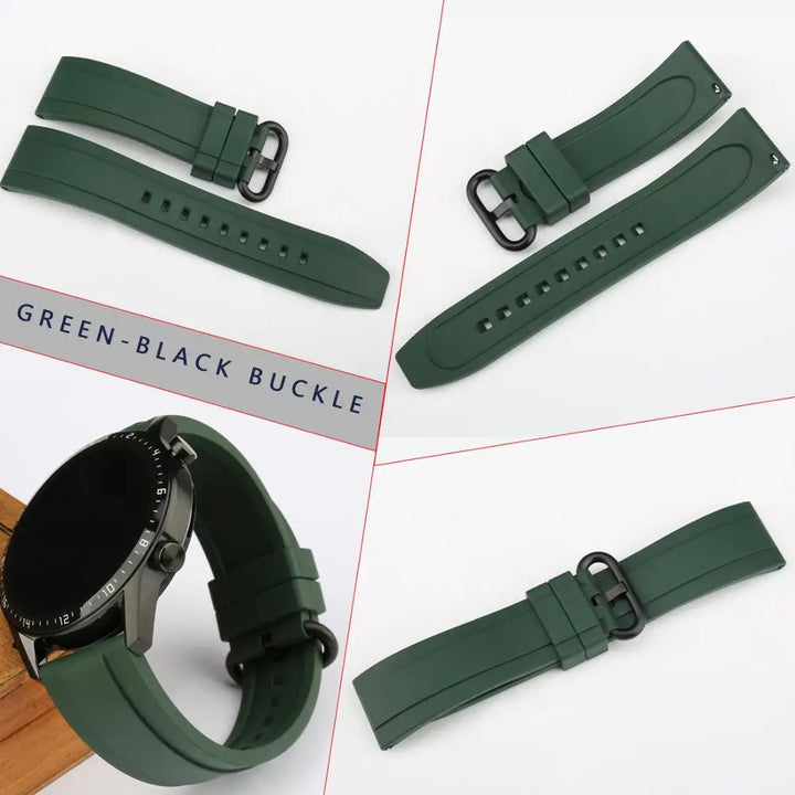 Fluoro Rubber Watch Band 20mm 22mm Green Sport Watch Strap Men Quick Release Watchband For HUAWEI GT Casio Citizen Seiko