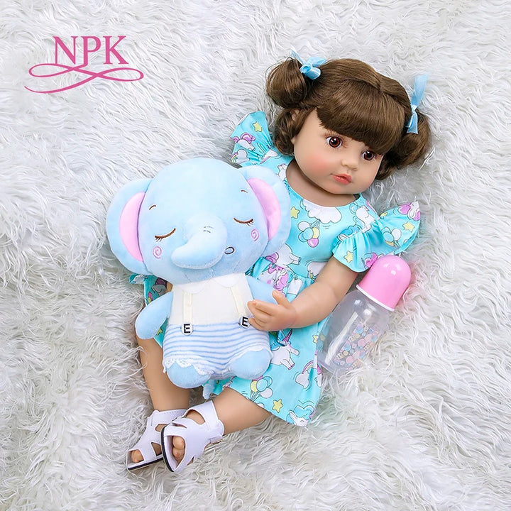 55CM NPK Reborn Baby Doll for Toddlers Soft Vinyl Full Body Bebe Bath Toy Realistic Doll for Children