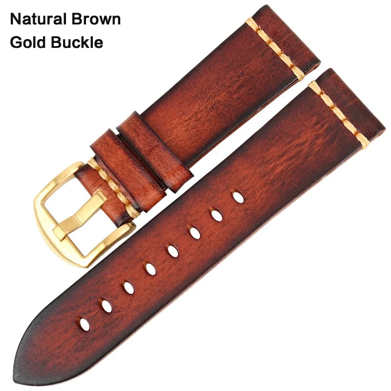 Handmade Vintage Leather Watch Strap 18–24mm – MAIKES