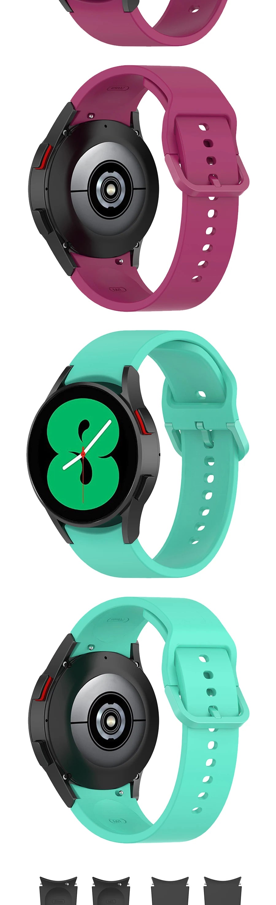 20mm Silicone Watch Strap for Samsung Galaxy Watch 40–46mm Sports Band