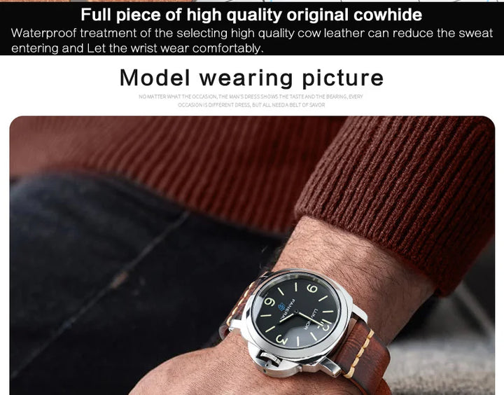 MAIKES Handmade Genuine Cow Leather Watch Band Vintage Black Watchband Watch Bracelet 20mm 22mm 24mm Watch Strap