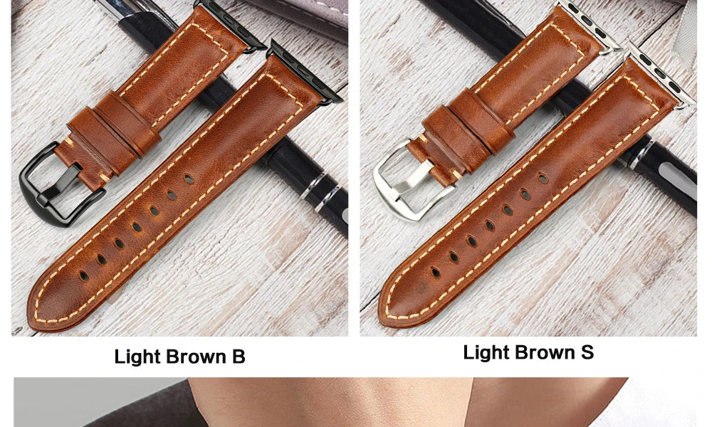 Vintage Cow Leather Apple Watch Strap – 40-45mm for Series 4-9 & SE