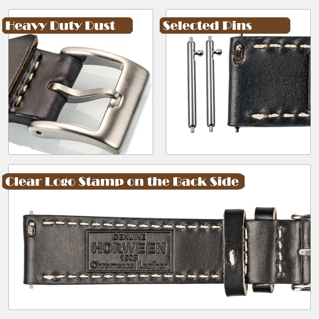 High Quality Horween Genuine Leather Straps Brown Soft Wrap Handmade Cowhide Watch Bands 18mm 20mm 22mm