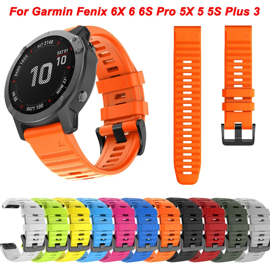 Silicone Watch Strap for Garmin Fenix & Epix Series – 20/22/26mm