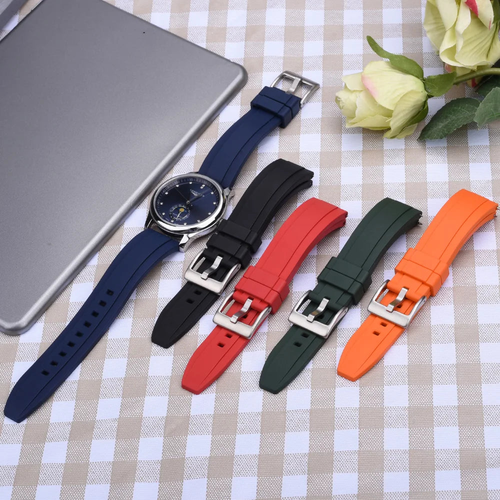 Universal FKM Rubber Watch Strap – 20–24mm Waterproof Sport Band for Rolex, Omega, Armani & Seiko
