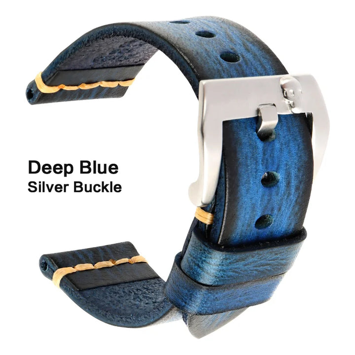MAIKES Handmade Italian Leather Watch Strap – 18–24mm, Vintage for Panerai, Omega & IWC