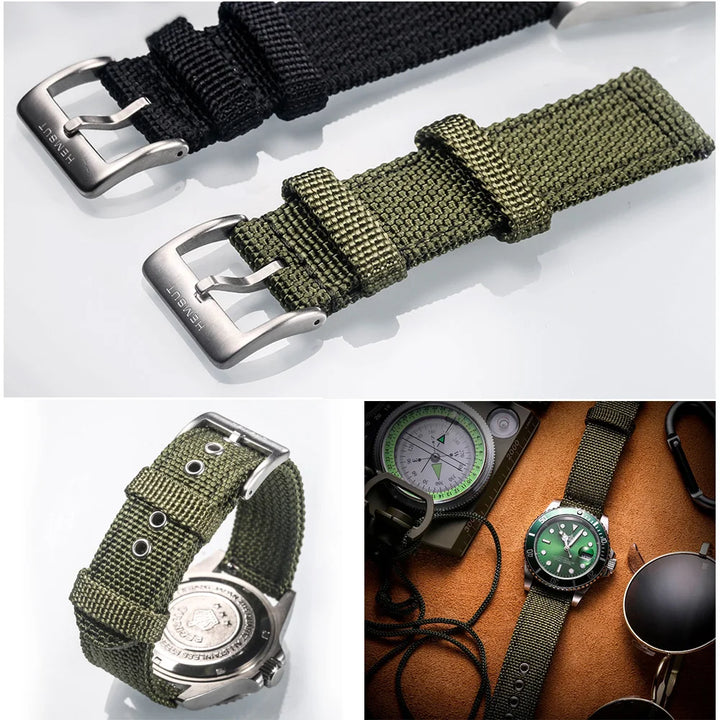 HEMSUT Nylon Quick-Release Military Watch Band (18-24mm)
