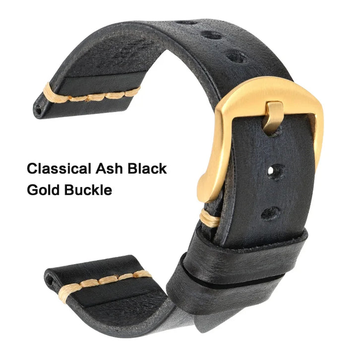 Handmade Vintage Vegetable-Tanned Leather Watch Strap for OMEGA, Fossil, CITIZEN, SEIKO, HUAWEI