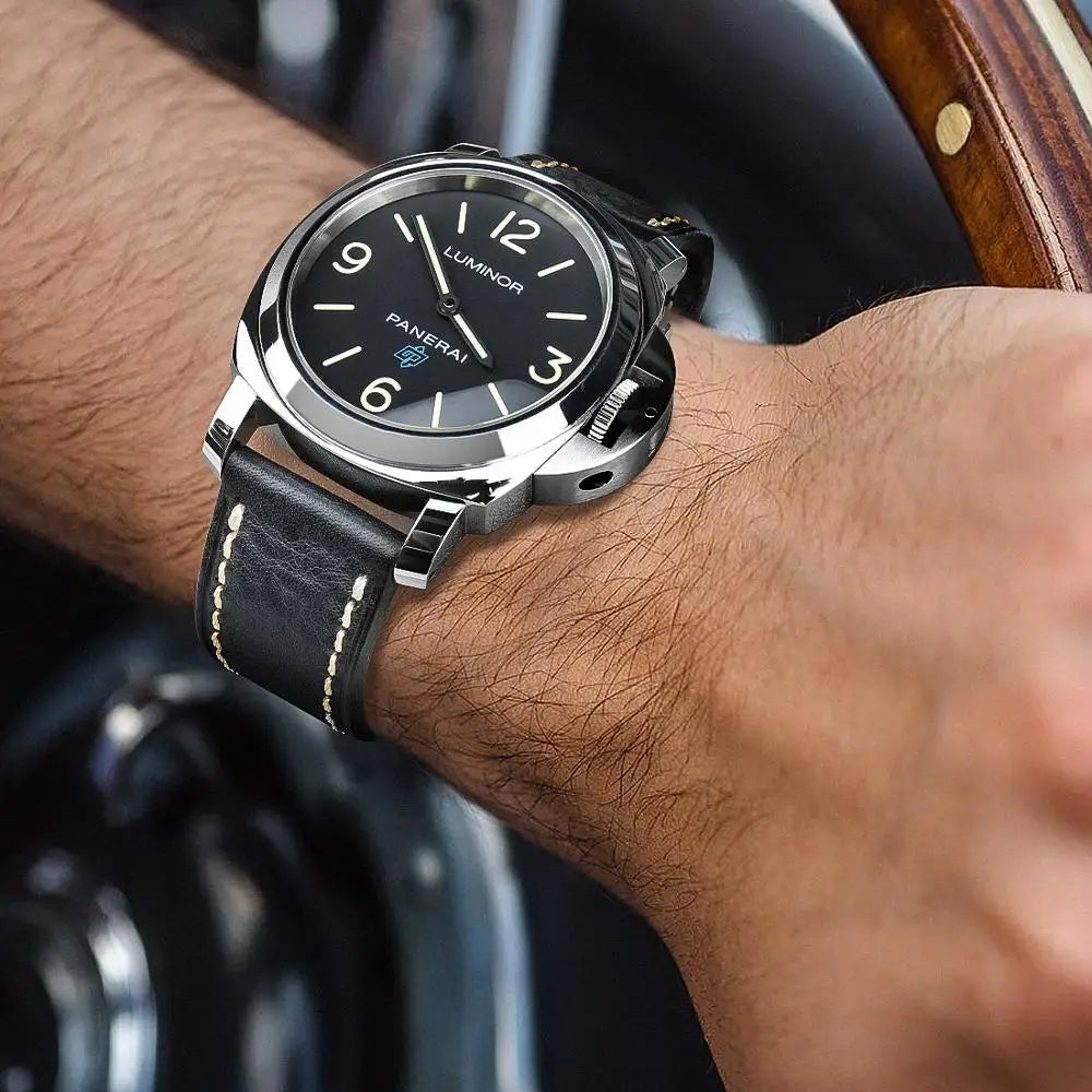 MAIKES Watch Band Handmade Genuine Leather Strap 20mm 22mm 24mm Men With Stainless Steel Buckle For Panerai Tissot Watchband