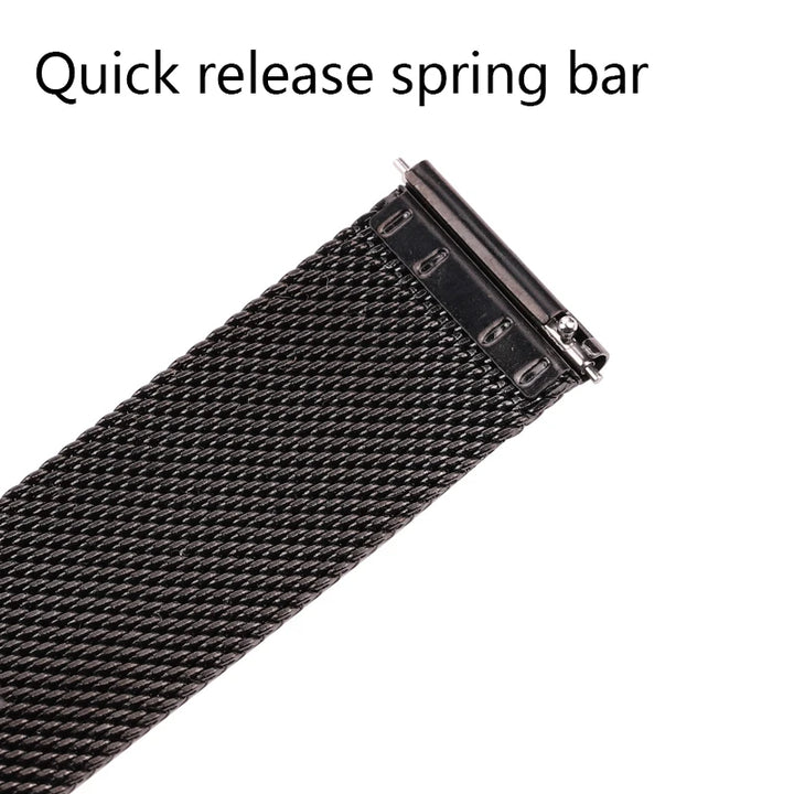 Mesh Milanese Loop Watch Strap – 16–24mm, Silver/Black for Galaxy Watch
