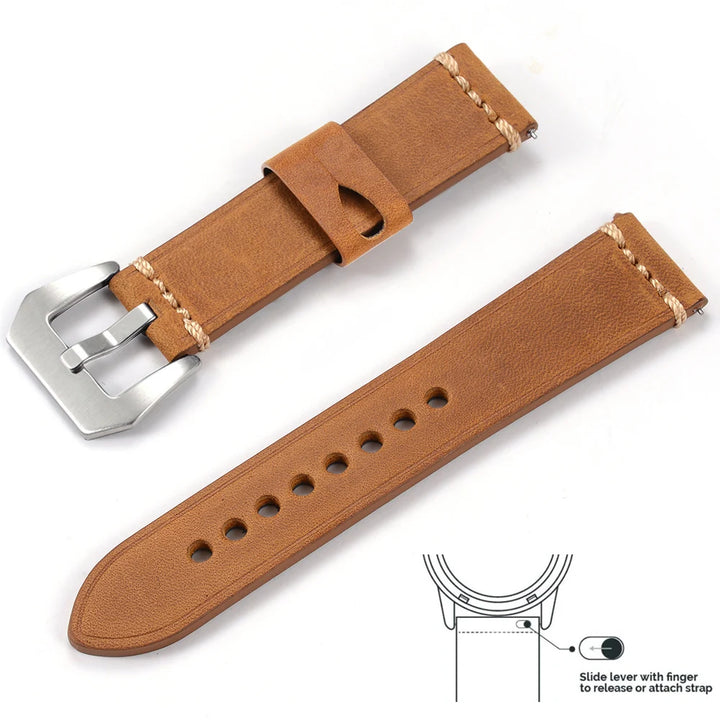 Men’s Genuine Leather Watch Band 22–24mm (Top Grain, High Quality)