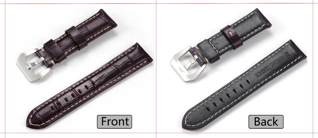 Men’s Genuine Leather Watch Band 22–24mm (Top Grain, High Quality)