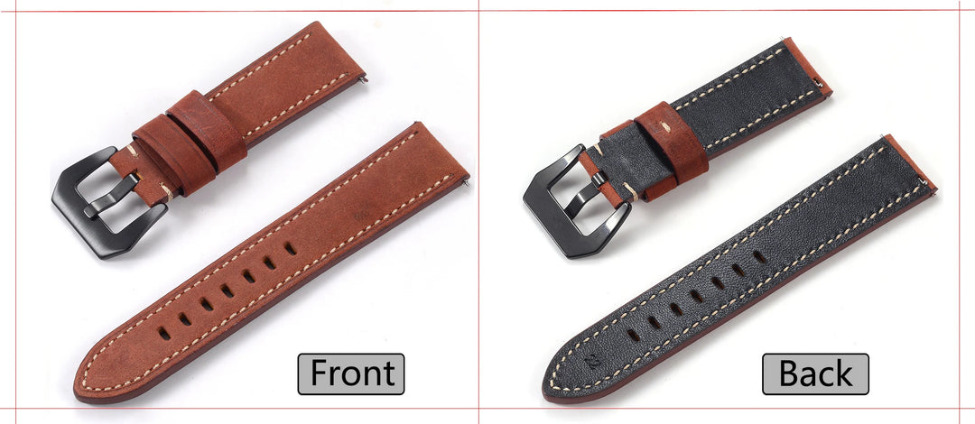 Men’s Genuine Leather Watch Band 22–24mm (Top Grain, High Quality)