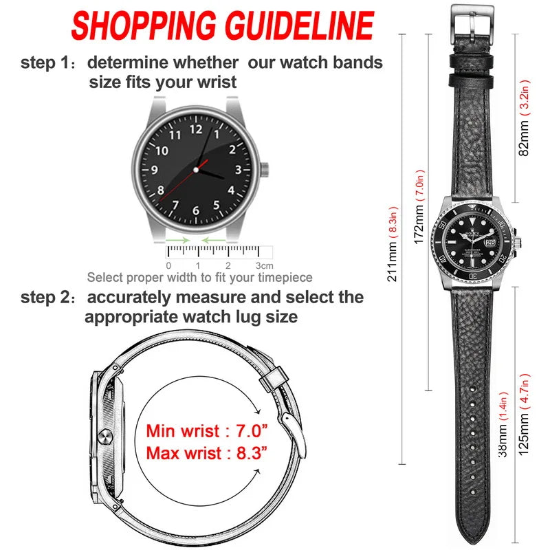 HEMSUT Handmade Italian Cowhide Leather Watch Strap 18-22mm