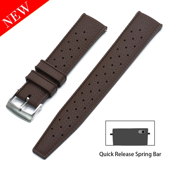 Premium Tropical FKM Rubber Straps 18mm 19mm 20mm 21mm 22mm 23mm 24mm Quick Release Perfect Fit Flat End Universal Watch Strap