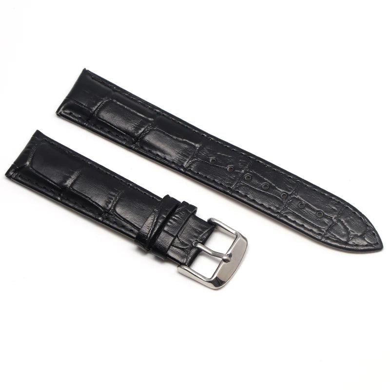 Genuine Leather Watch Strap with Steel & Butterfly Buckle (18-20mm)