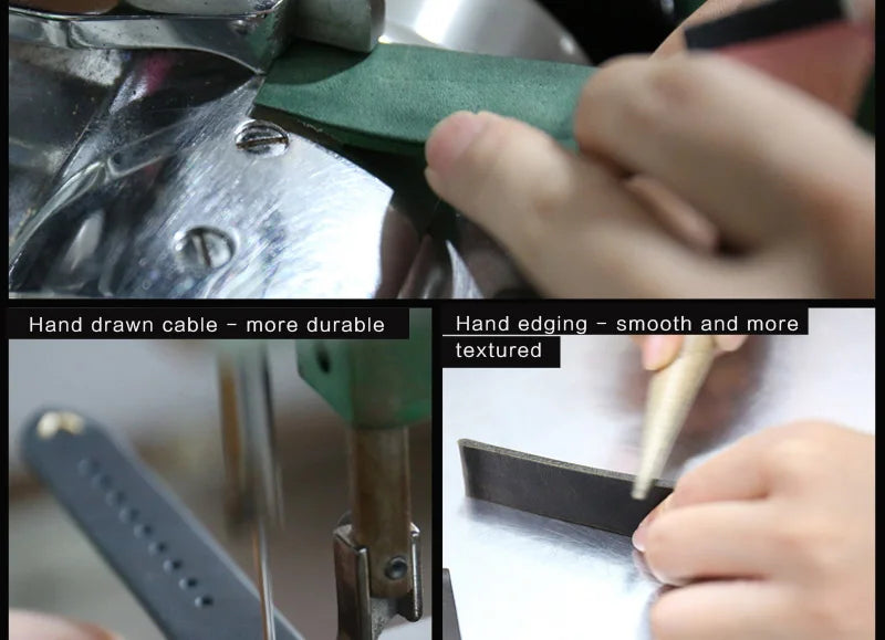 MAIKES Handmade Calfskin Leather Watch Strap – 20/22/24mm, Vintage for Panerai, MIDO & Longines