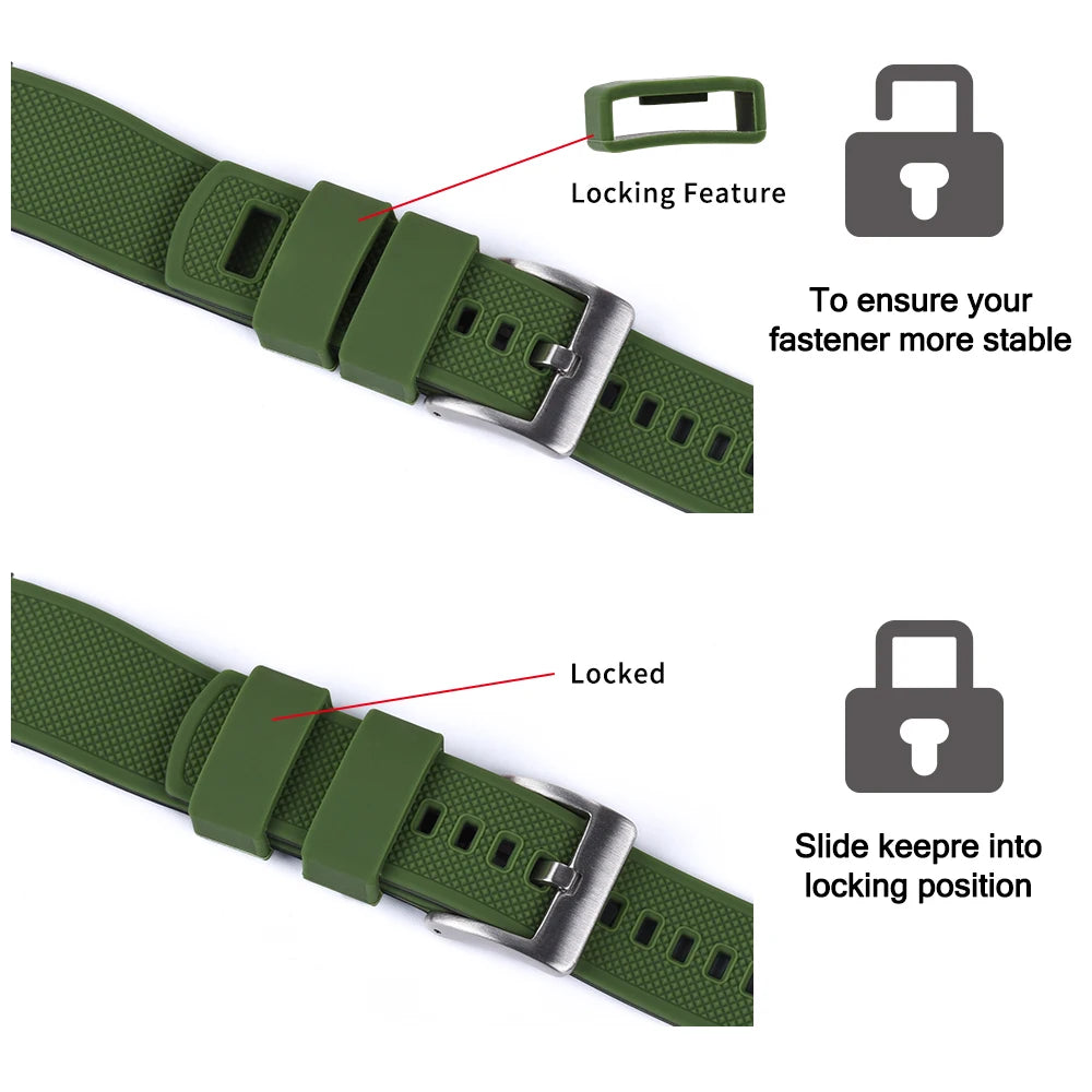 JUELONG Premium Silicone Watch Band 20mm Quick Release Rubber Strap Waterproof Men Women Replacement Watchband