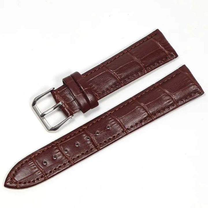 Genuine Leather Watch Strap with Steel Pin Buckle (12-24mm)