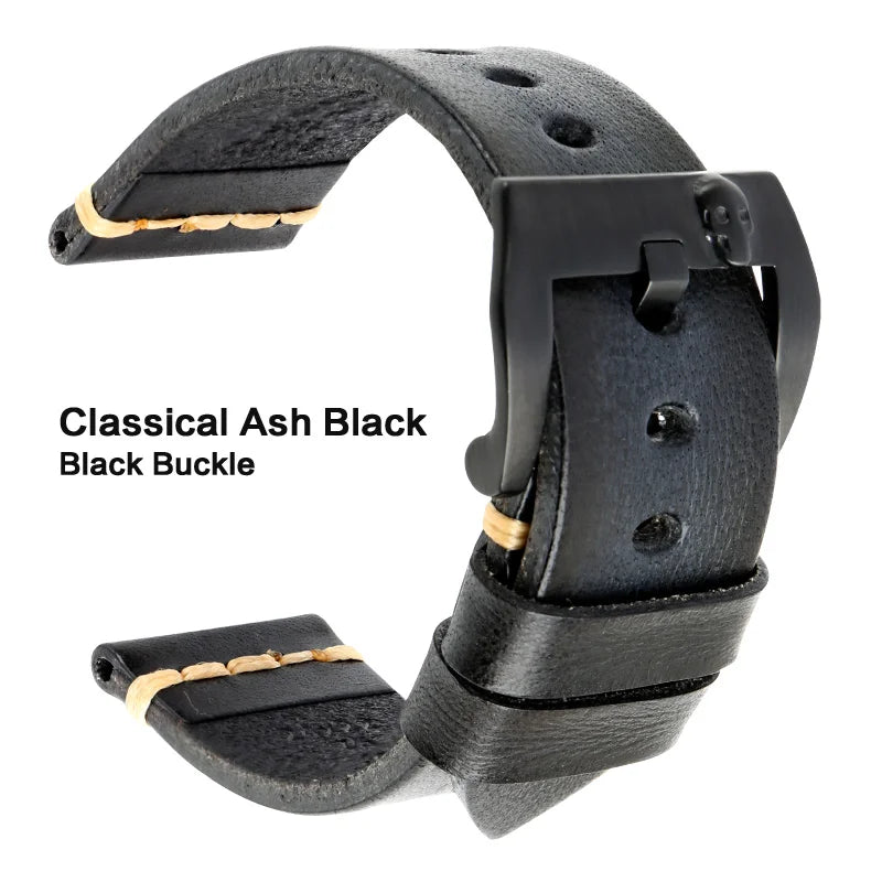 MAIKES Handmade Italian Leather Watch Strap – 18–24mm, Vintage for Panerai, Omega & IWC