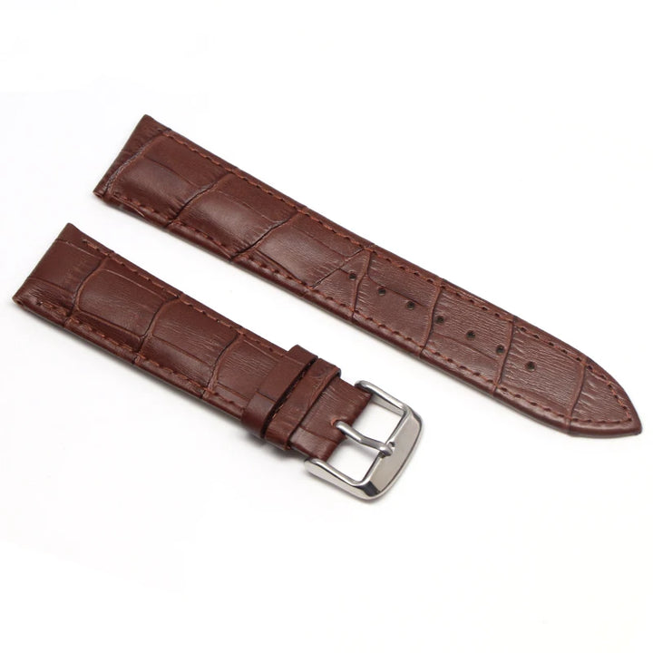 Genuine Leather Watch Strap with Steel & Butterfly Buckle (18-20mm)