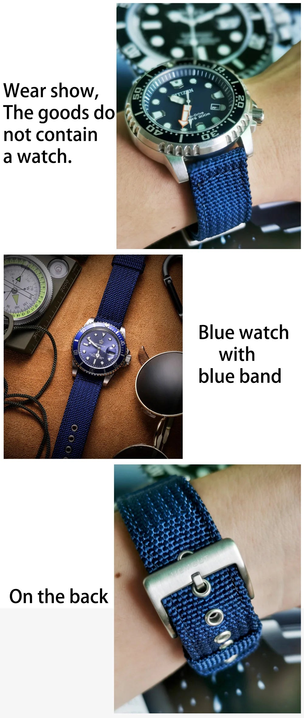 HEMSUT Nylon Quick-Release Military Watch Band (18-24mm)