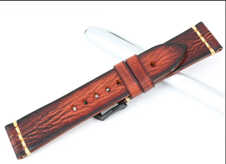 MAIKES Handmade Vintage Leather Watch Strap – 20/22/24mm for Panerai, Fossil, Casio & Seiko