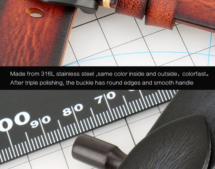 MAIKES Handmade Genuine Cow Leather Watch Band Vintage Black Watchband Watch Bracelet 20mm 22mm 24mm Watch Strap