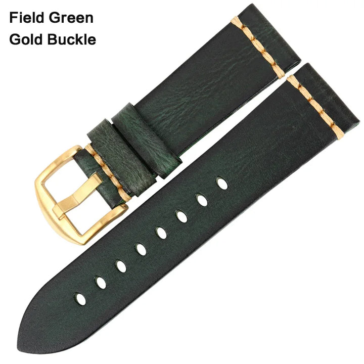 Handmade Vintage Leather Watch Strap 18–24mm – MAIKES