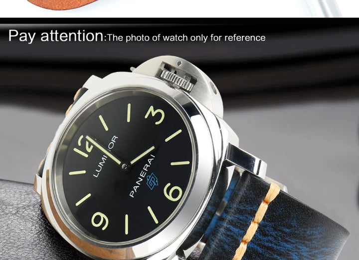 MAIKES Handmade Calfskin Leather Watch Strap – 20/22/24mm, Vintage for Panerai, MIDO & Longines