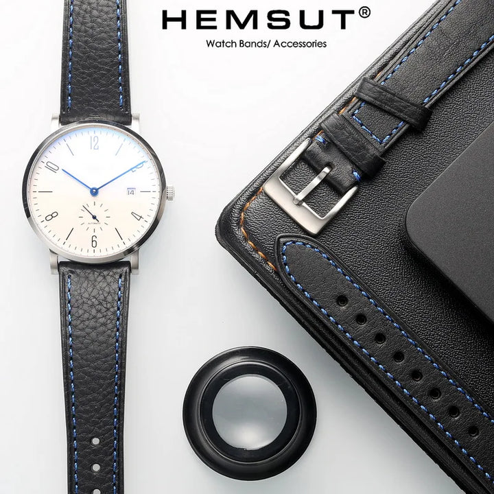 HEMSUT Genuine Cow Leather Quick-Release Watch Band (18-22mm)
