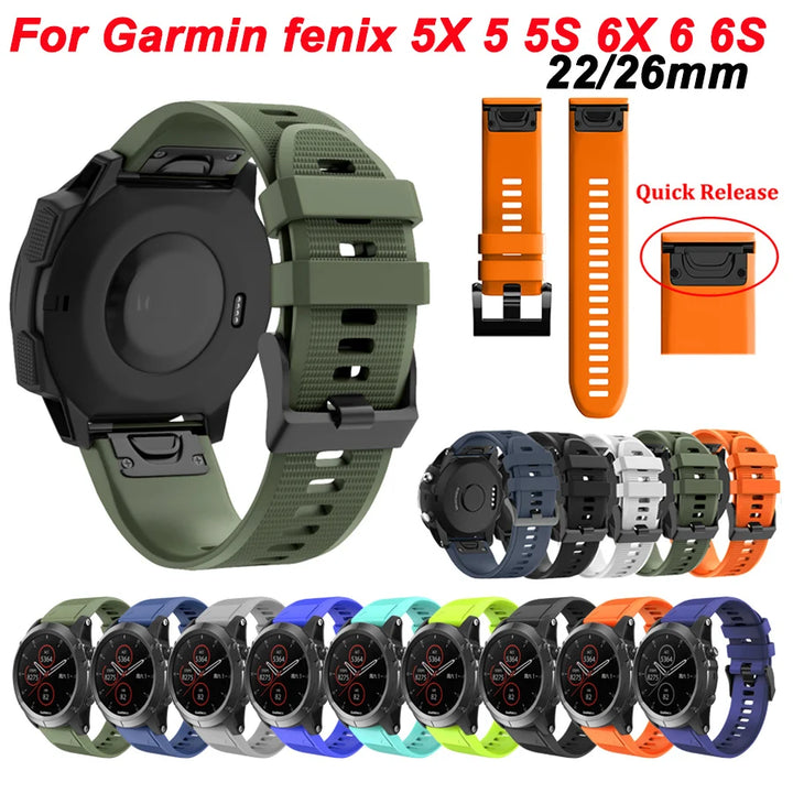 Quick-Release Silicone Sport Strap for Garmin Fenix & Forerunner