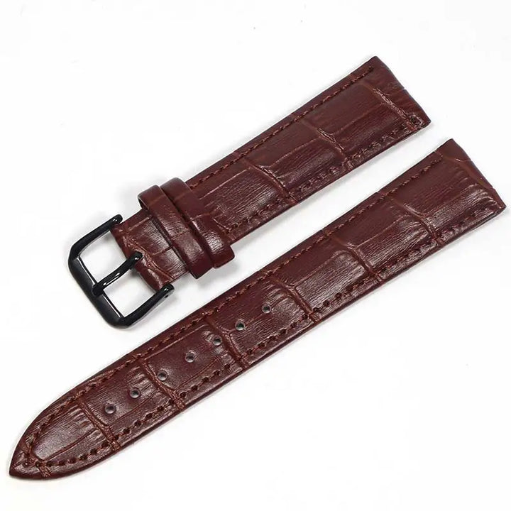 Genuine Leather Watch Strap with Steel Pin Buckle (12-24mm)