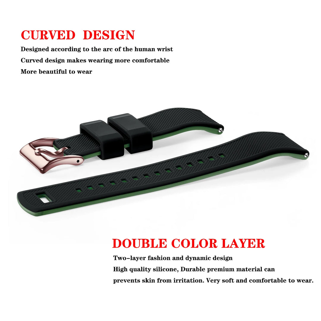 Silicone Quick-Release Watch Band 18–22mm