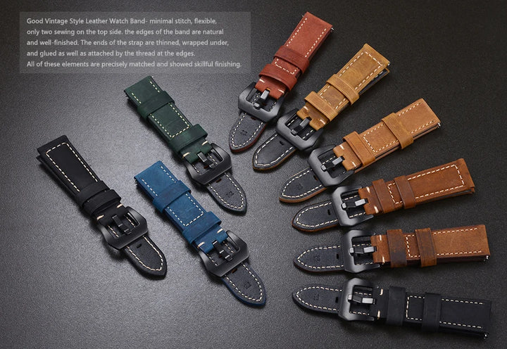 Genuine Leather Quick Release Watch Band 20–22mm for Huawei & Samsung Galaxy 45/46mm