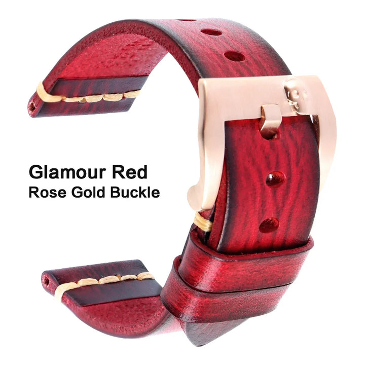 MAIKES Handmade Italian Leather Watch Strap – 18–24mm, Vintage for Panerai, Omega & IWC
