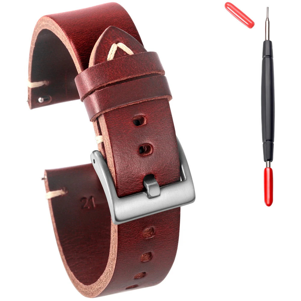 Hemsut Genuine Leather Watch Bands For Men Women Horween Chromexcel Leather Quick Release Handmade Watch Strap 18 19 20 21 22
