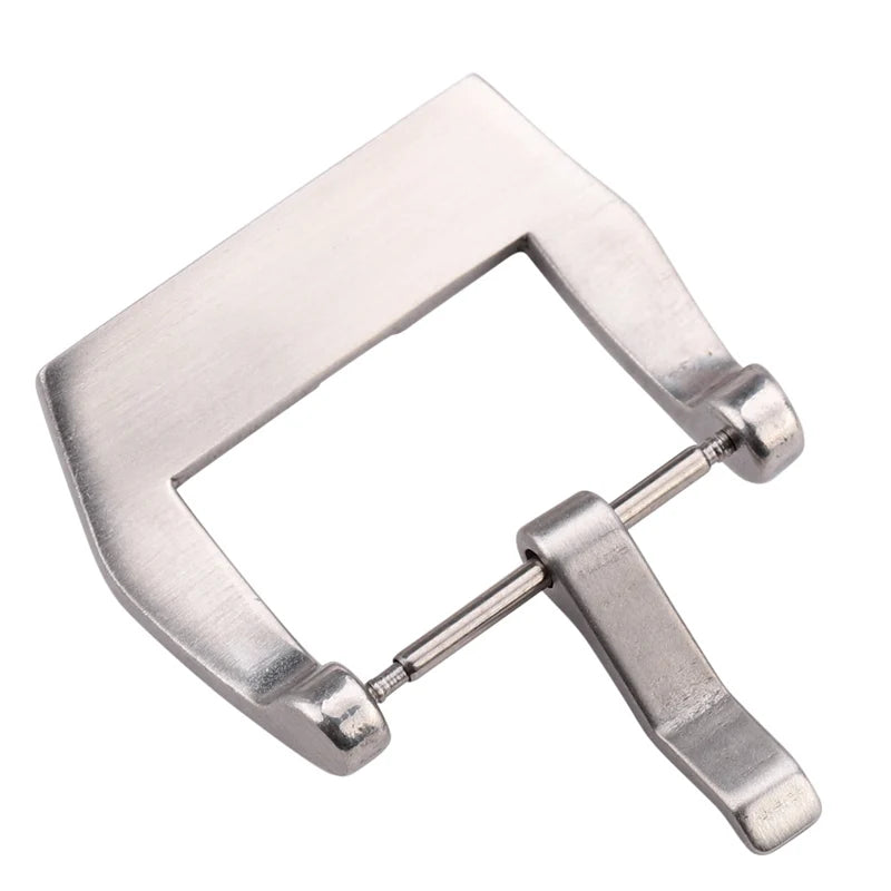 Stainless Steel Watch Buckle – 18–24mm, Silver/Black, Brushed Skull Clasp
