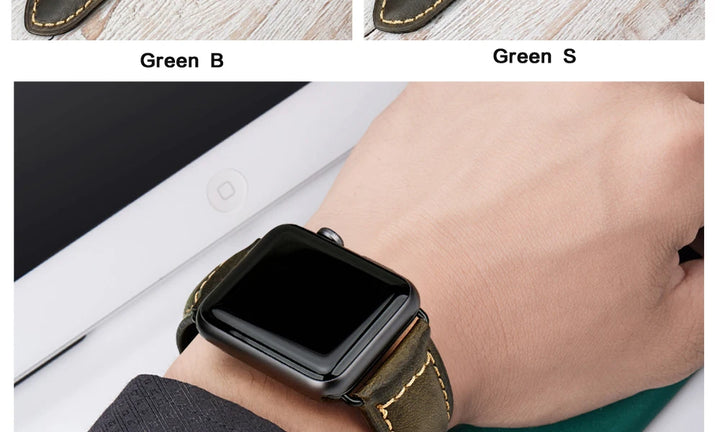 Vintage Cow Leather Apple Watch Strap – 40-45mm for Series 4-9 & SE