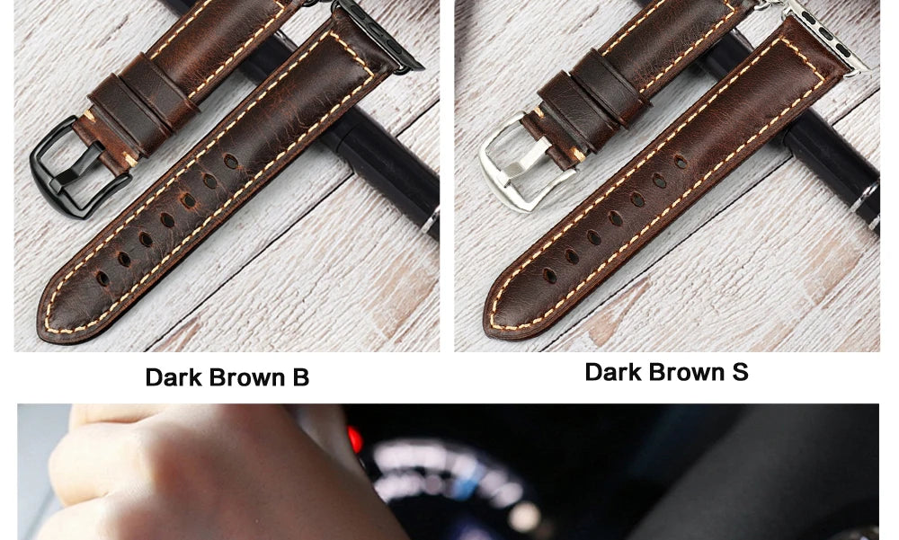 Vintage Cow Leather Apple Watch Strap – 40-45mm for Series 4-9 & SE