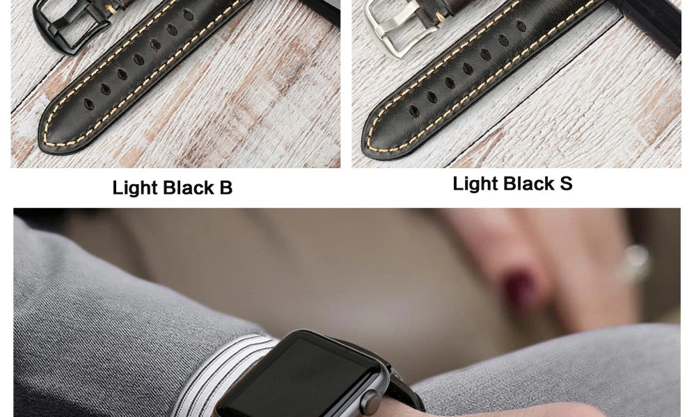 Vintage Cow Leather Apple Watch Strap – 40-45mm for Series 4-9 & SE