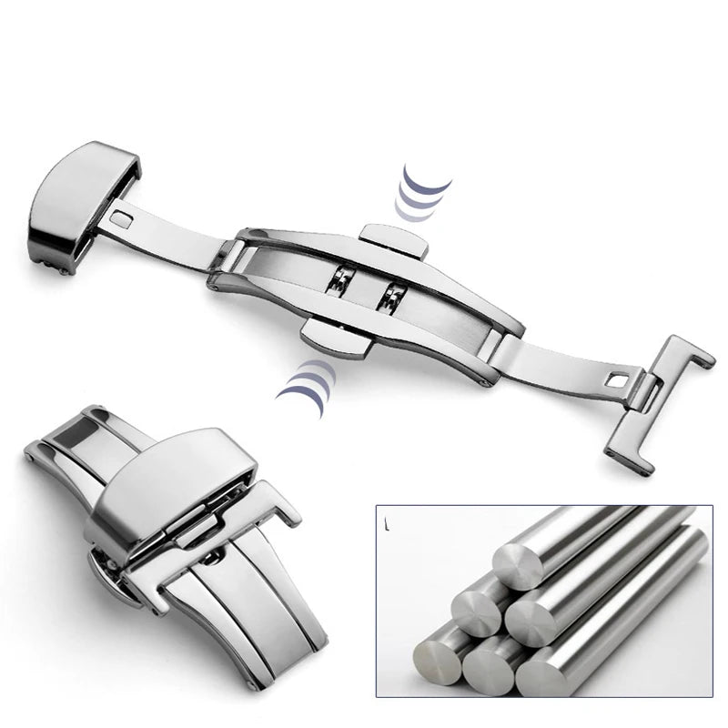 Double Click Butterfly Fold Watch Buckle – 14–22mm Push Deployment Clasp