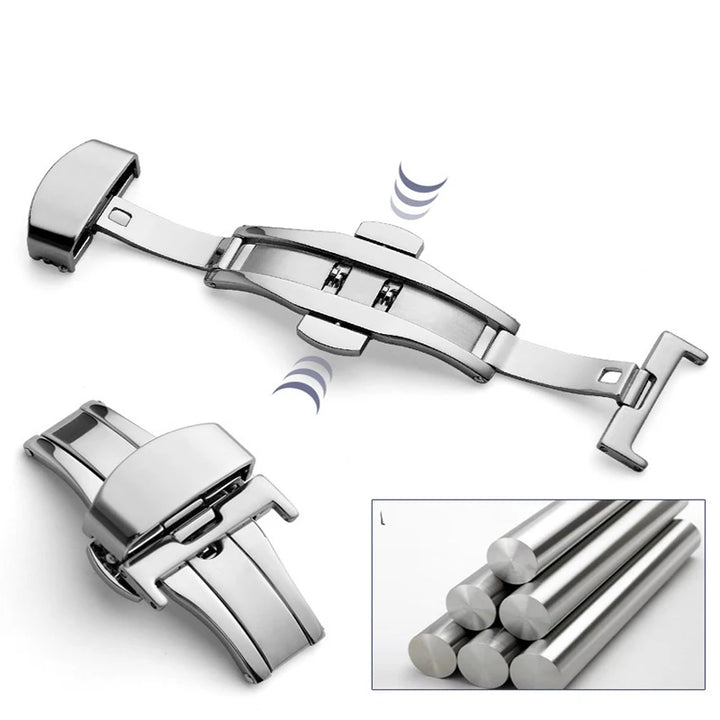 Double Click Butterfly Fold Watch Buckle – 14–22mm Push Deployment Clasp