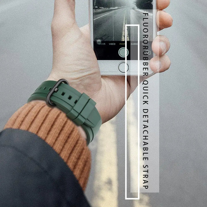 Fluoro Rubber Watch Band 20mm 22mm Green Sport Watch Strap Men Quick Release Watchband For HUAWEI GT Casio Citizen Seiko